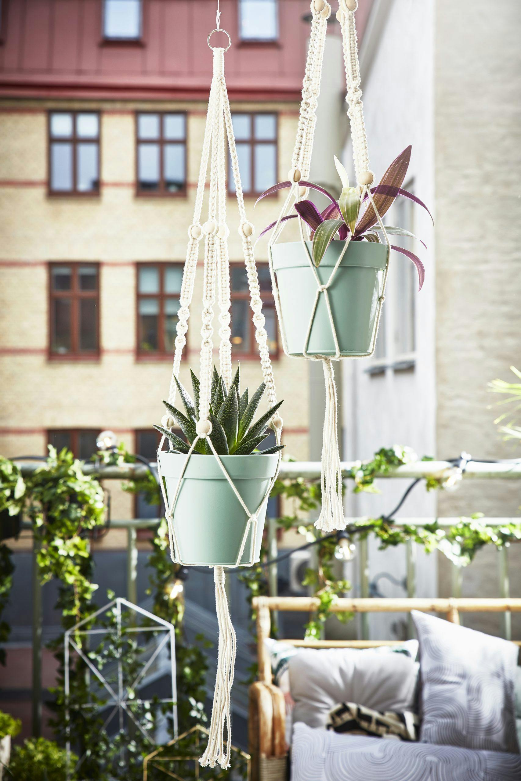 Heng planter i høyden ampel og krukke til terrassen